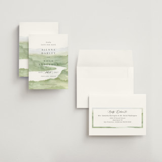 This is a meadow petite save the dates with standard by Elly called the vow printing on signature in petite