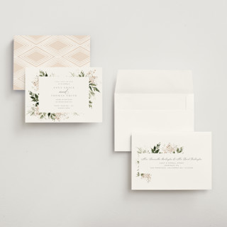 This is a porcelain petite save the dates with standard by Leah Bisch called grace printing on recycled smooth signature in petite