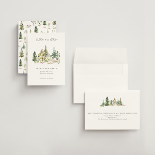 This is a forest petite save the dates with standard by Petra Kern called great outdoors printing on signature in petite