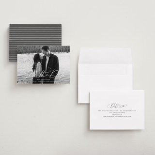 This is a snowfall petite save the dates with standard by Lauren Chism called subtle rise printing on recycled smooth signature in petite