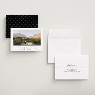 This is a alabaster petite save the dates with standard by Erica Krystek called simple columns printing on recycled smooth signature in petite