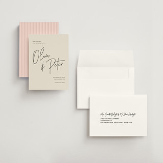 This is a champagne petite save the dates with standard by JoAnn Jinks called signed printing on signature in petite