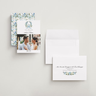 This is a bluebell petite save the dates with standard by Susan Moyal called disney's cinderella fairytale printing on recycled smooth signature in petite