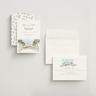 This is a spring petite save the dates with standard by Petra Kern called disney's once upon in a dream printing on signature in petite