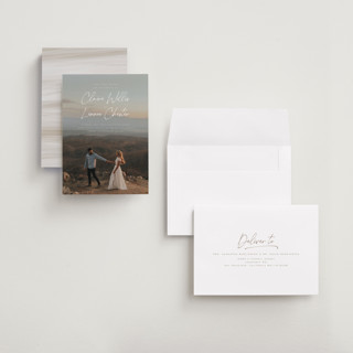 This is a chiffon petite save the dates with standard by Orasie called full photo printing on signature in petite