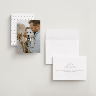 This is a quartz petite save the dates with standard by Kristie Kern called bella printing on recycled smooth signature in petite