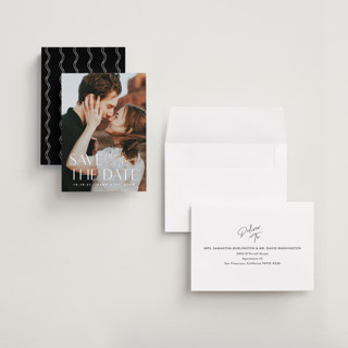 This is a cloud petite save the dates with standard by Carolyn MacLaren called cover printing on recycled smooth signature in petite