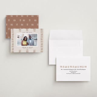 This is a ivory petite save the dates with standard by Oma N. Ramkhelawan called amari printing on recycled smooth signature in petite