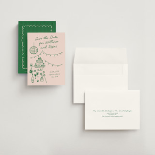 This is a verdant petite save the dates with standard by Zove Ahhh called party on! printing on signature in petite