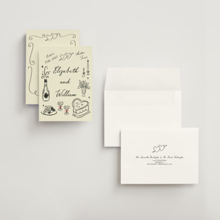 This is a champagne petite save the dates with standard by Helena Vitto called vintage lovers printing on signature in petite