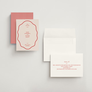 This is a cherry petite save the dates with standard by Megan Davis called croquet printing on signature in petite