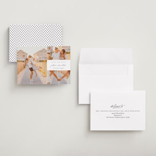 This is a sugar petite save the dates with standard by Jessica Williams called casual elegance printing on recycled smooth signature in petite