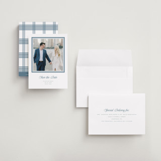 This is a winterberry petite save the dates with standard by Blustery August called lauren printing on recycled smooth signature in petite