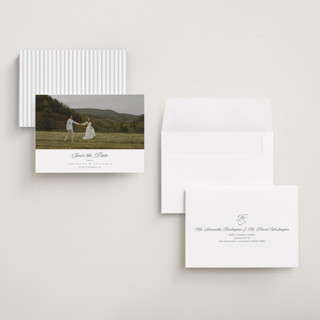 This is a chiffon petite save the dates with standard by Eric Clegg called together always printing on recycled smooth signature in petite