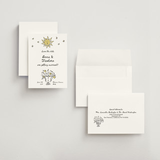 This is a nero petite save the dates with standard by Helena Vitto called amore mio printing on signature in petite