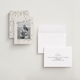 This is a vintage petite save the dates with standard by Kelly Watkins called felicity printing on recycled smooth signature in petite