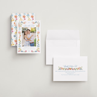 This is a meadow petite save the dates with standard by Petra Kern called everlasting romance printing on recycled smooth signature in petite