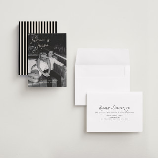 This is a buttercream petite save the dates with standard by Pixel and Hank called lovers printing on recycled smooth signature in petite