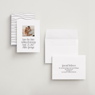 This is a cloud petite save the dates with standard by Heather Schertzer called miami printing on recycled smooth signature in petite
