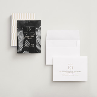 This is a ivory petite save the dates with standard by Oscar and Emma - Karly Depew called the date is set printing on recycled smooth signature in petite