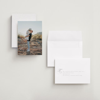 This is a quartz petite save the dates with standard by Kristie Kern called whispered printing on recycled smooth signature in petite