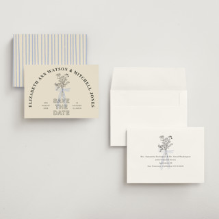 This is a daisy petite save the dates with standard by Baumbirdy called sealed printing on signature in petite
