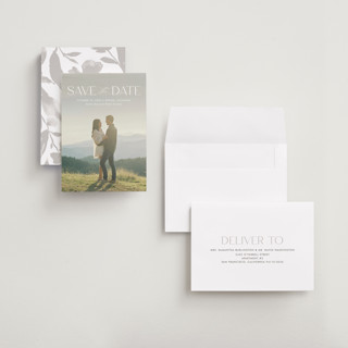 This is a cloud petite save the dates with standard by Kate Ahn called monterosso printing on recycled smooth signature in petite