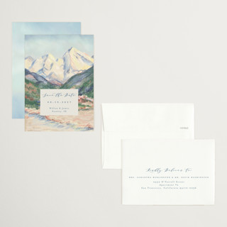 This is a summer petite save the dates with standard by Petra Kern called the valley printing on signature in petite