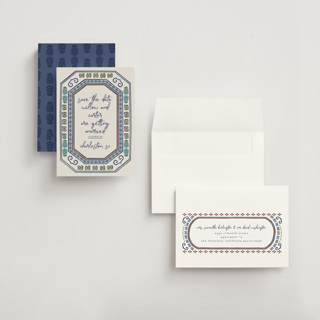 This is a neptune petite save the dates with standard by Kelly Watkins called vase printing on signature in petite