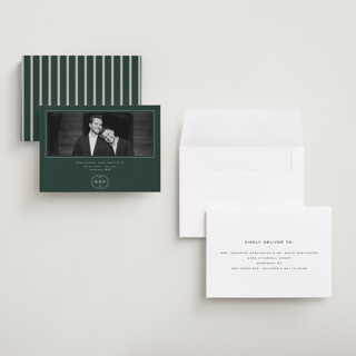 This is a garden petite save the dates with standard by Blustery August called beignet printing on recycled smooth signature in petite