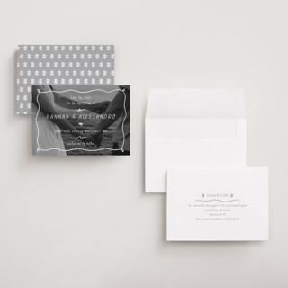 This is a snow petite save the dates with standard by Emily Sabol Goss called whimsical printing on recycled smooth signature in petite