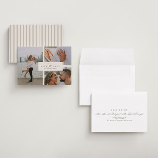 This is a almond petite save the dates with standard by Brianne Larsen called classic date printing on recycled smooth signature in petite