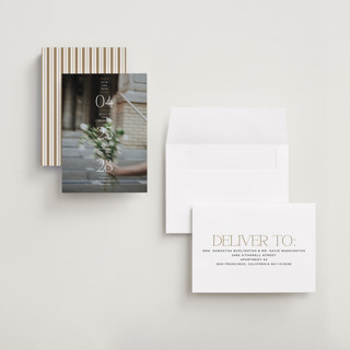 This is a chiffon petite save the dates with standard by Heather Schertzer called updated printing on recycled smooth signature in petite