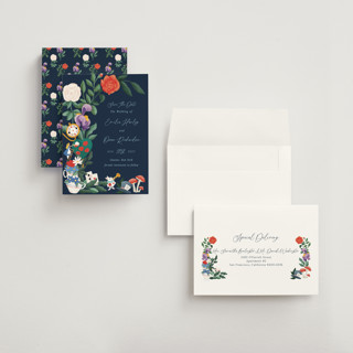 This is a evening petite save the dates with standard by Elly called a garden tea party printing on signature in petite