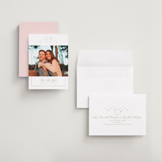 This is a celebration petite save the dates with standard by Jennifer Postorino called disney's minimal mickey mouse printing on recycled smooth signature in petite