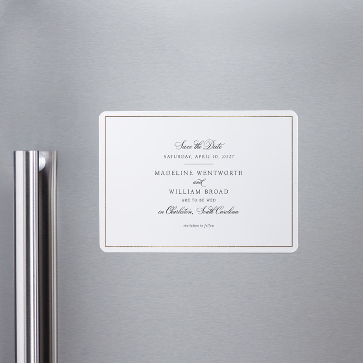 "Wentworth" - Foil-pressed Save The Date Magnets in Black Tie by Megan Davis.