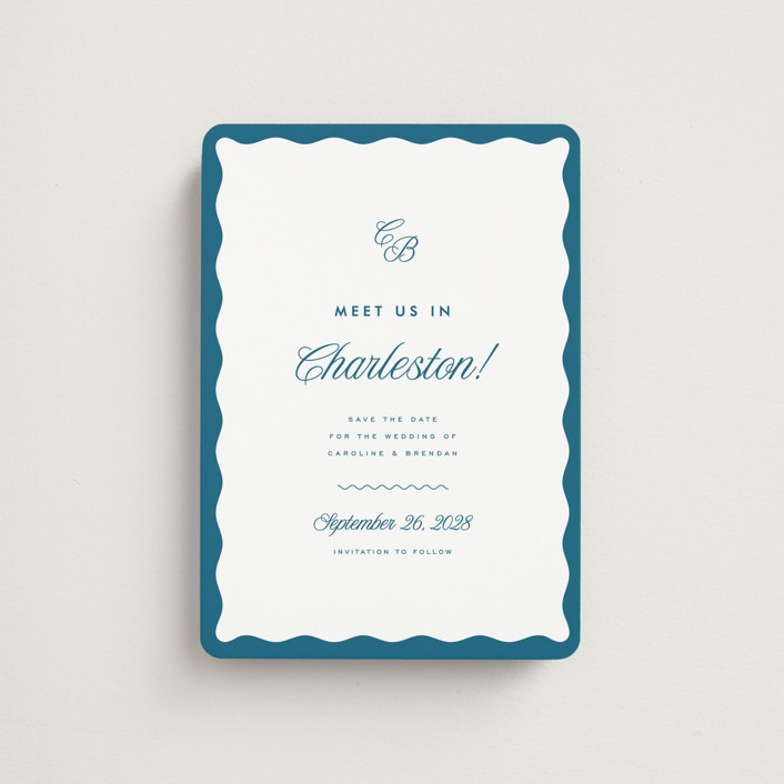 "Meet us" - Save The Date Magnets in Ocean by Kelly Schmidt.