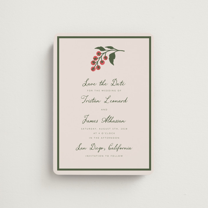 "Tomato Vine" - Save The Date Magnets in Sand by Katharine Watson.