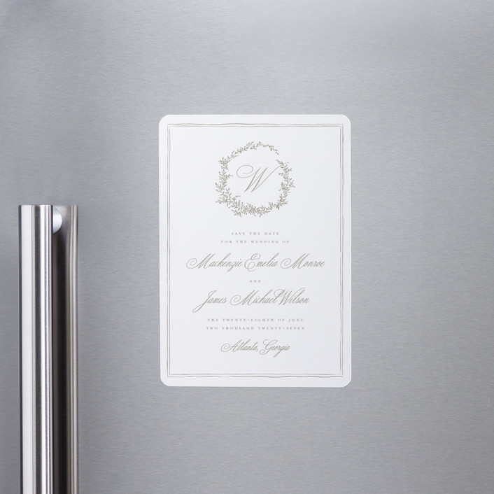 "Romantic Wreath" - Rustic Save The Date Magnets in Chantilly by Wildfield Paper Co.