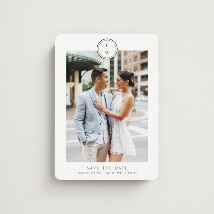 "Circle monogram" - Save The Date Magnets in Cotton by Stacey Meacham.