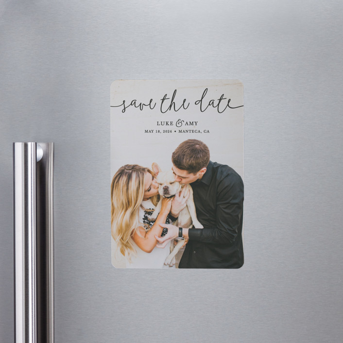 "Pretty Love" - Save The Date Magnets in Onyx by Christine Taylor.