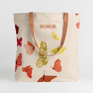 This is a beige snap totes by Kamala Nahas called paper butterflies in standard