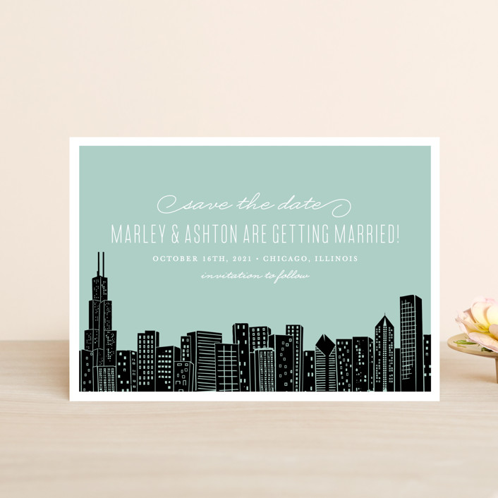 big city chicago save the date postcards by hooray creative minted