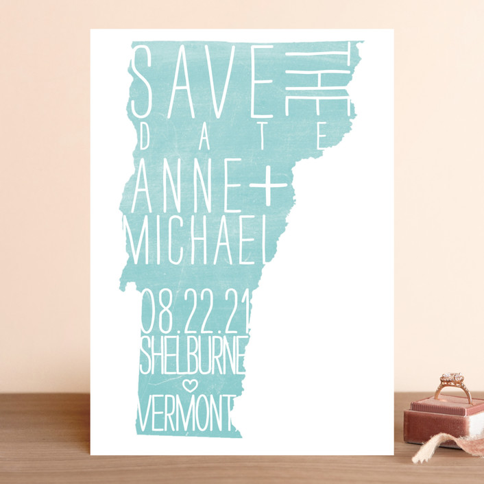 State Stamp Vermont Save The Date Cards by Fig and Cotton Minted