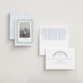 This is a ocean save the date with standard by Creo Study called pillowy border printing on recycled smooth signature in standard