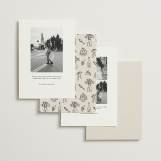 This is a ivory save the date with standard by Aviva Atri called sketchbook love printing on signature in standard