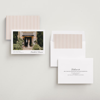This is a lily save the date with standard by Christy Hy Lee called simple space printing on recycled smooth signature in standard