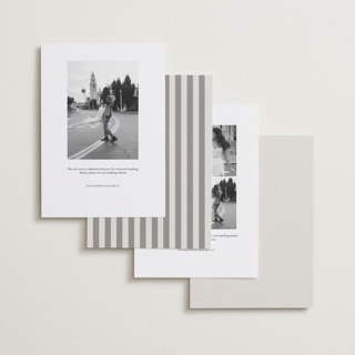 This is a ivory save the date with standard by Emily Betts called story printing on recycled smooth signature in standard
