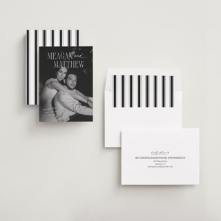 This is a pearl save the date with standard by Mellary Bitner called cover shot printing on recycled smooth signature in standard