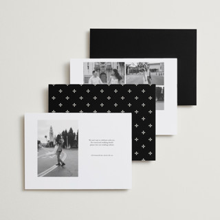 This is a ecru save the date with standard by Erica Krystek called simple trio printing on recycled smooth signature in standard